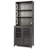 Tall Freestanding Buffet Hutch with Glass Holder and Adjustable Shelves