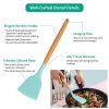 11Pcs Silicone Cooking Utensil Set Heat Resist Wooden Handle Silicone Spatula Turner Ladle Spaghetti Server Tongs